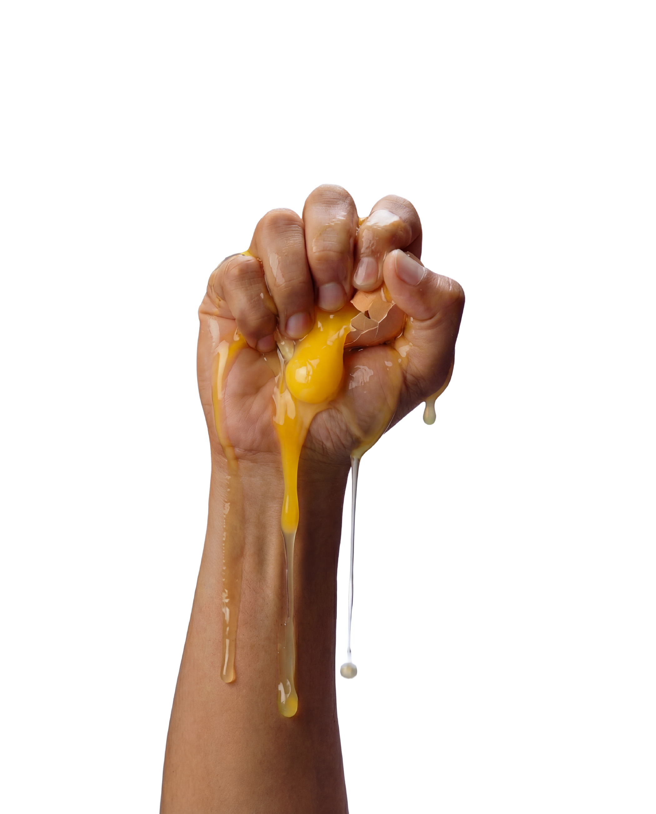 Hand crushing an egg